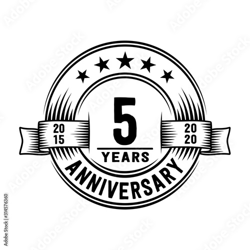 5 years anniversary celebration logotype. Vector and illustration.