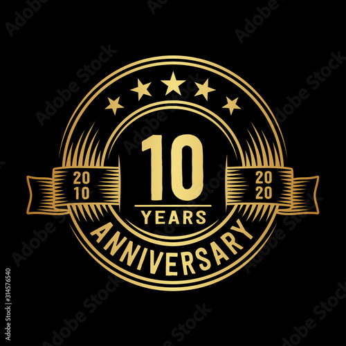 10 years anniversary celebration logotype. Vector and illustration.