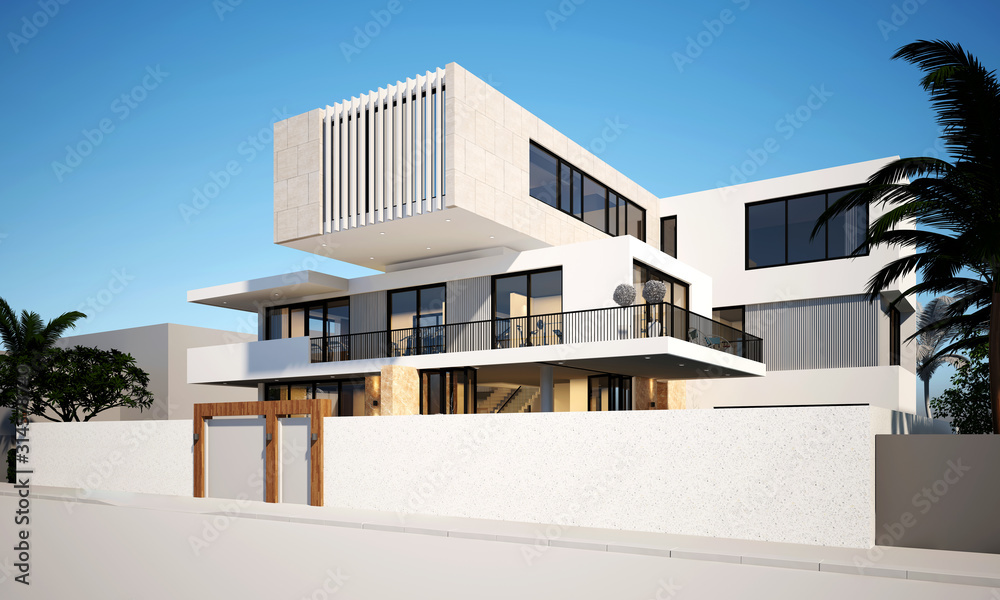 3d render luxury villa house - obrazy, fototapety, plakaty 