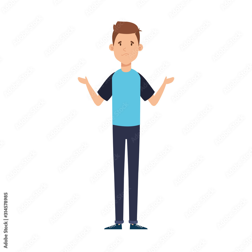 young man avatar character icon vector illustration design