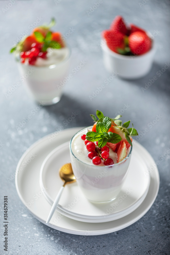 Homemade yogurt with strawberry