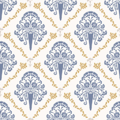 Handdoek met foto Landelijke stijl patronen Franse damast anjer bloemen crème  © Limolida Studio