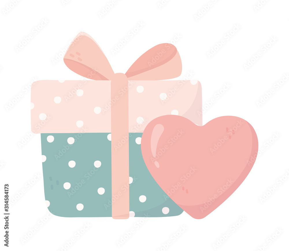 happy valentines day gift box heart love card