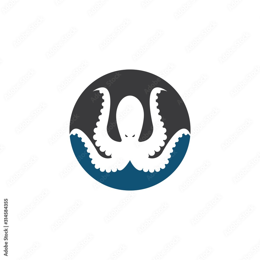 Obraz premium Octopus logo ilustration vector template