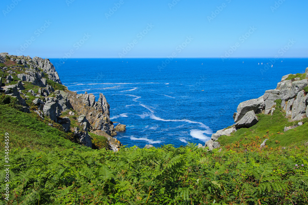 Pointe du Van coastline in the French region of Finistere in Brittany