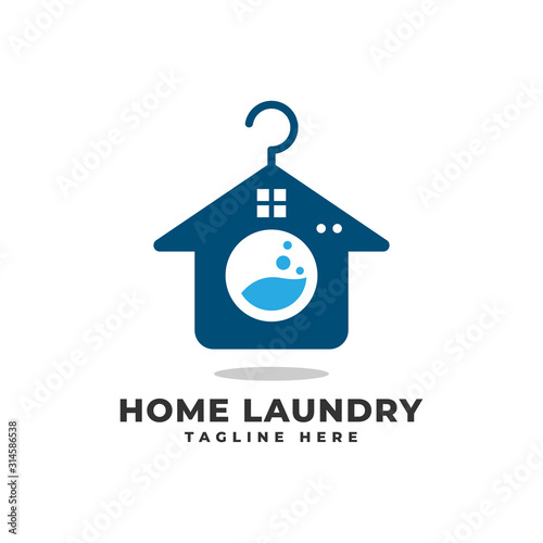 Laundry Home Logo Vector Icon Illustration