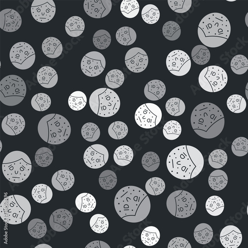 Grey Face with psoriasis or eczema icon isolated seamless pattern on black background. Concept of human skin response to allergen or chronic body problem. Vector Illustration