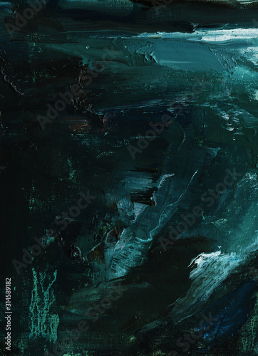 Abstract oil painting. Abyss, ocean waves, seascape hand drawn oil illustration