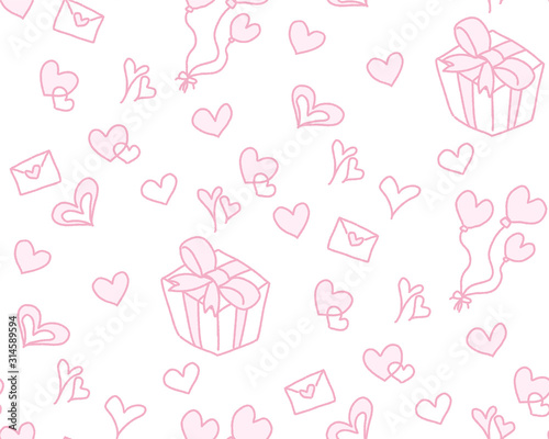 Gifts and hearts seamless pattern.