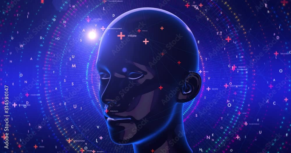 Artificial Intelligence Related 3D Animation. Computer Technology With