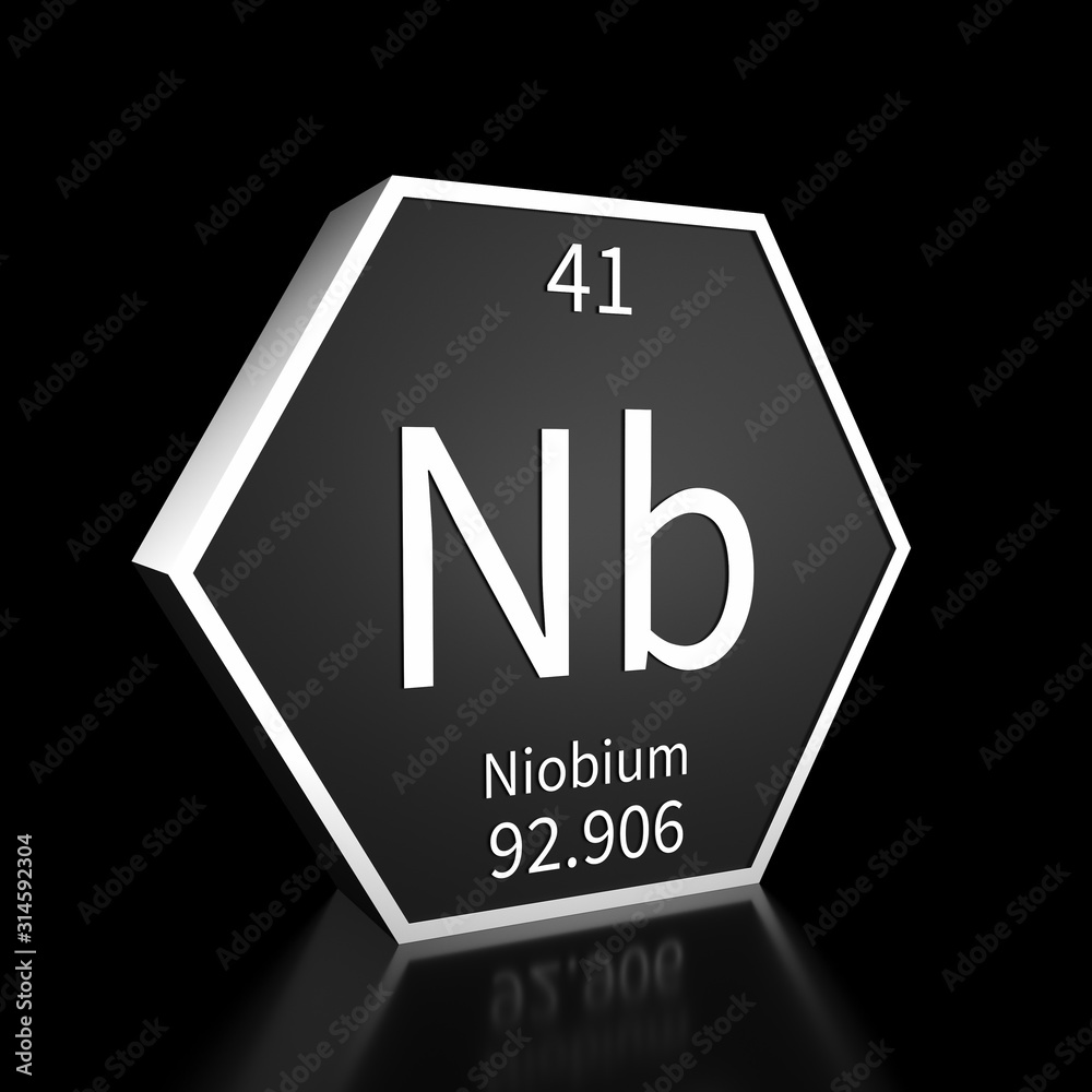 Periodic Table Element Niobium Rendered Metal on Black on Black Periodic Table Element Niobium Rendered Metal on Black on Black