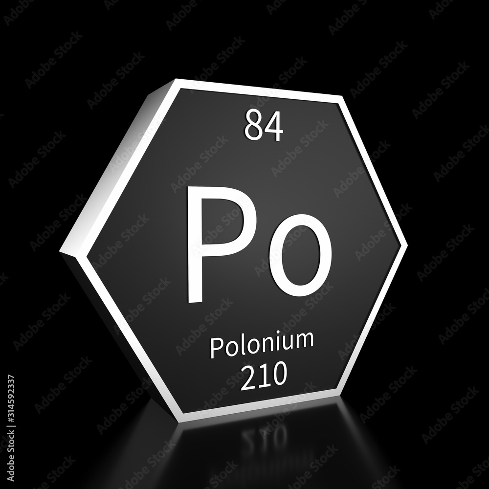 Periodic Table Element Polonium Rendered Metal on Black on Black Periodic Table Element Polonium Rendered Metal on Black on Black