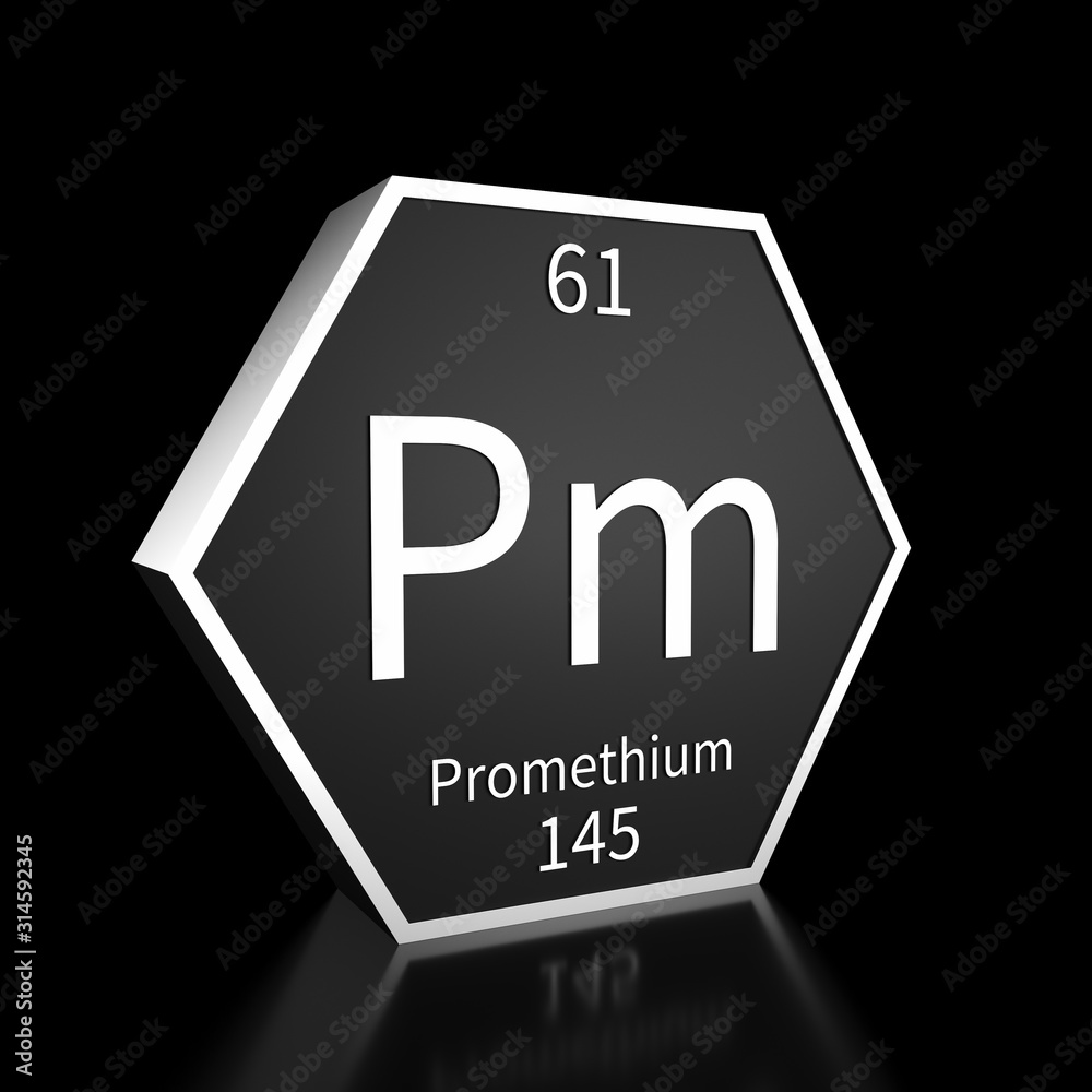 Periodic Table Element Promethium Rendered Metal on Black on Black Periodic Table Element Promethium Rendered Metal on Black on Black