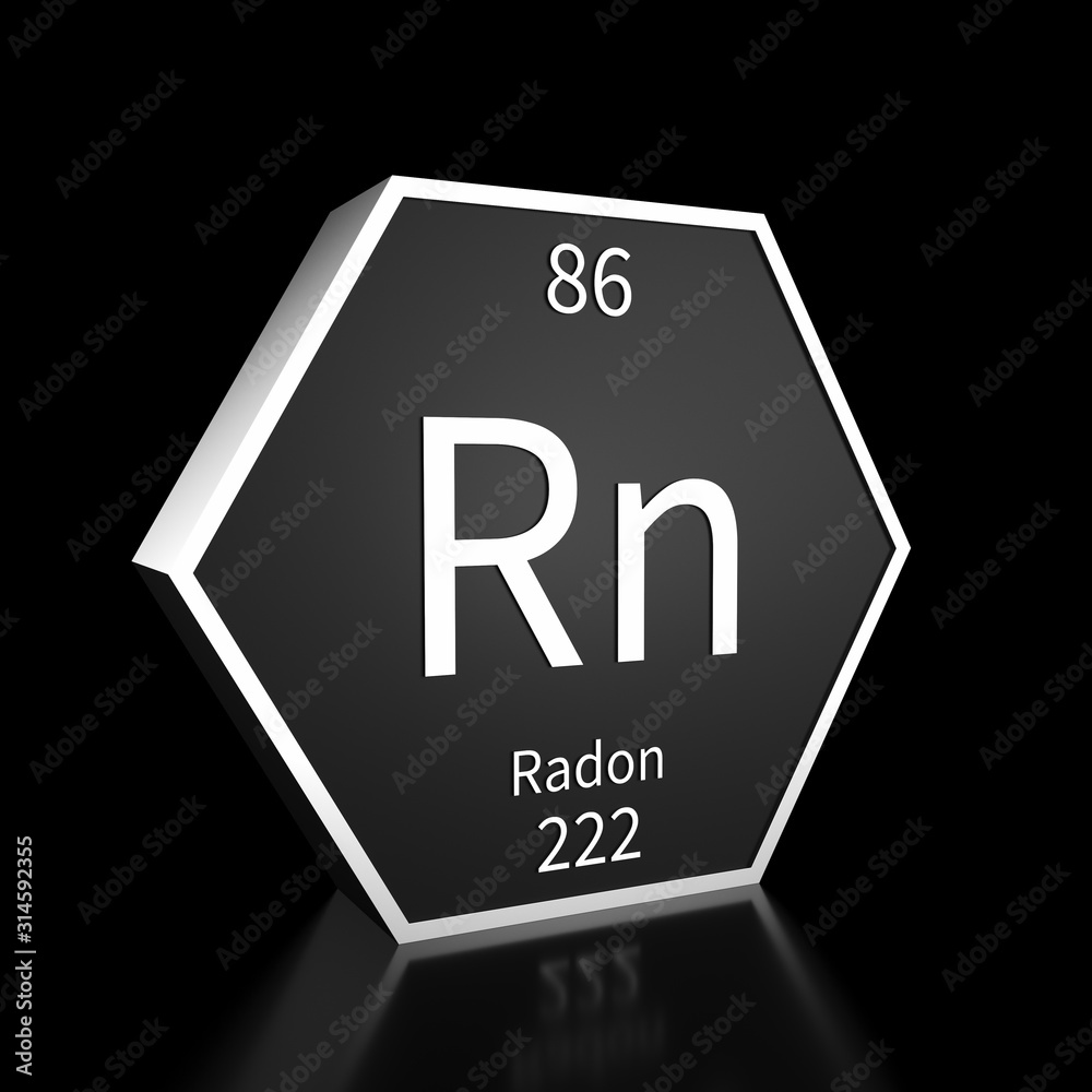 Periodic Table Element Radon Rendered Metal on Black on Black Periodic Table Element Radon Rendered Metal on Black on Black