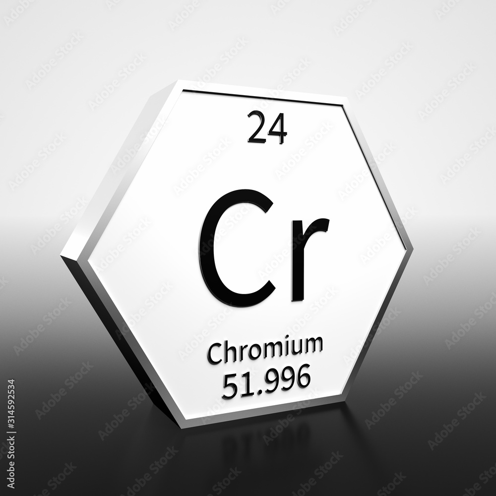Periodic Table Element Chromium Rendered Black on White on White and Black Periodic Table Element Chromium Rendered Black on White on White and Black