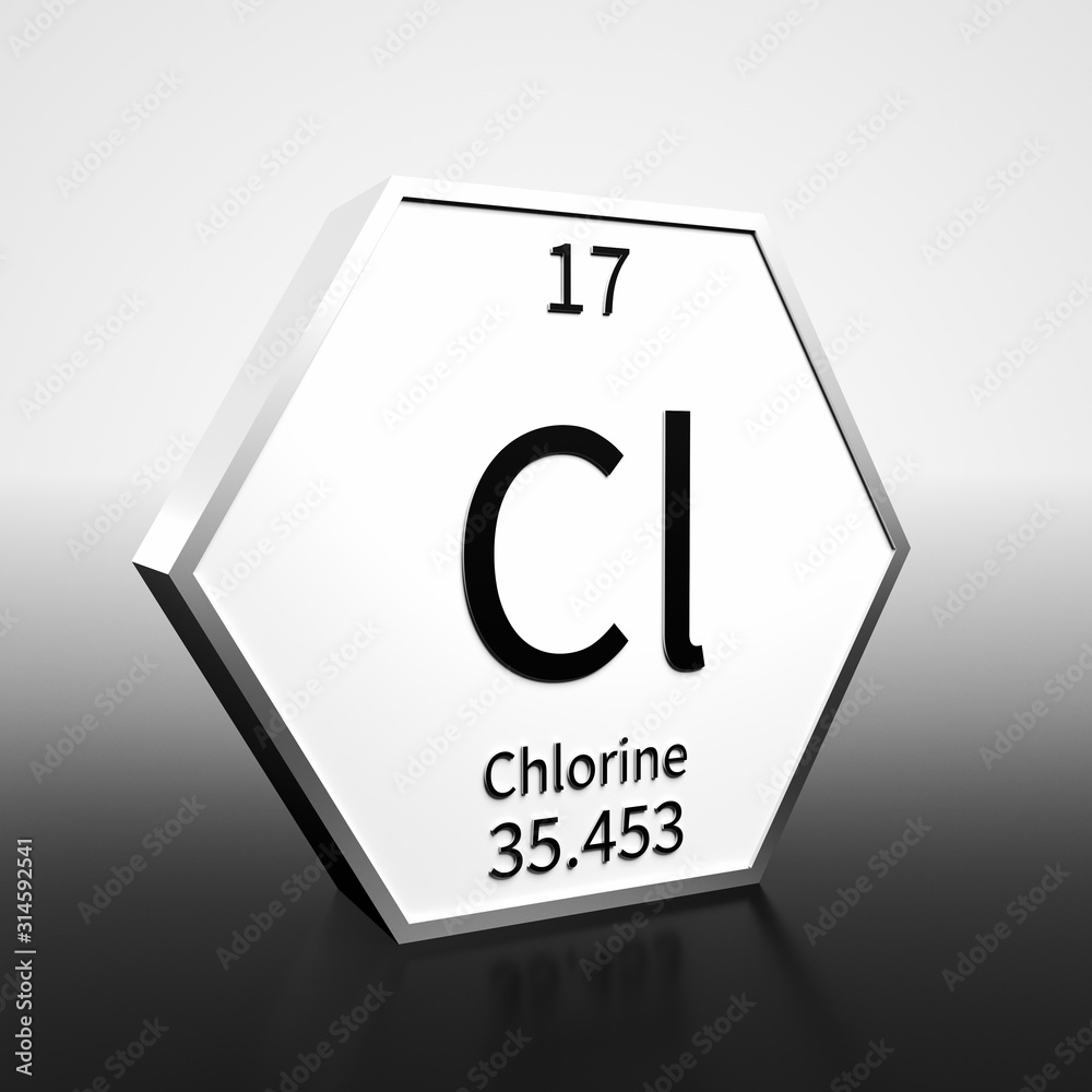 Periodic Table Element Chlorine Rendered Black on White on White and Black Periodic Table Element Chlorine Rendered Black on White on White and Black