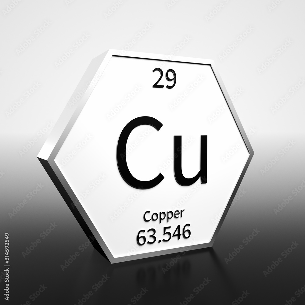 Periodic Table Element Copper Rendered Black on White on White and Black Periodic Table Element Copper Rendered Black on White on White and Black