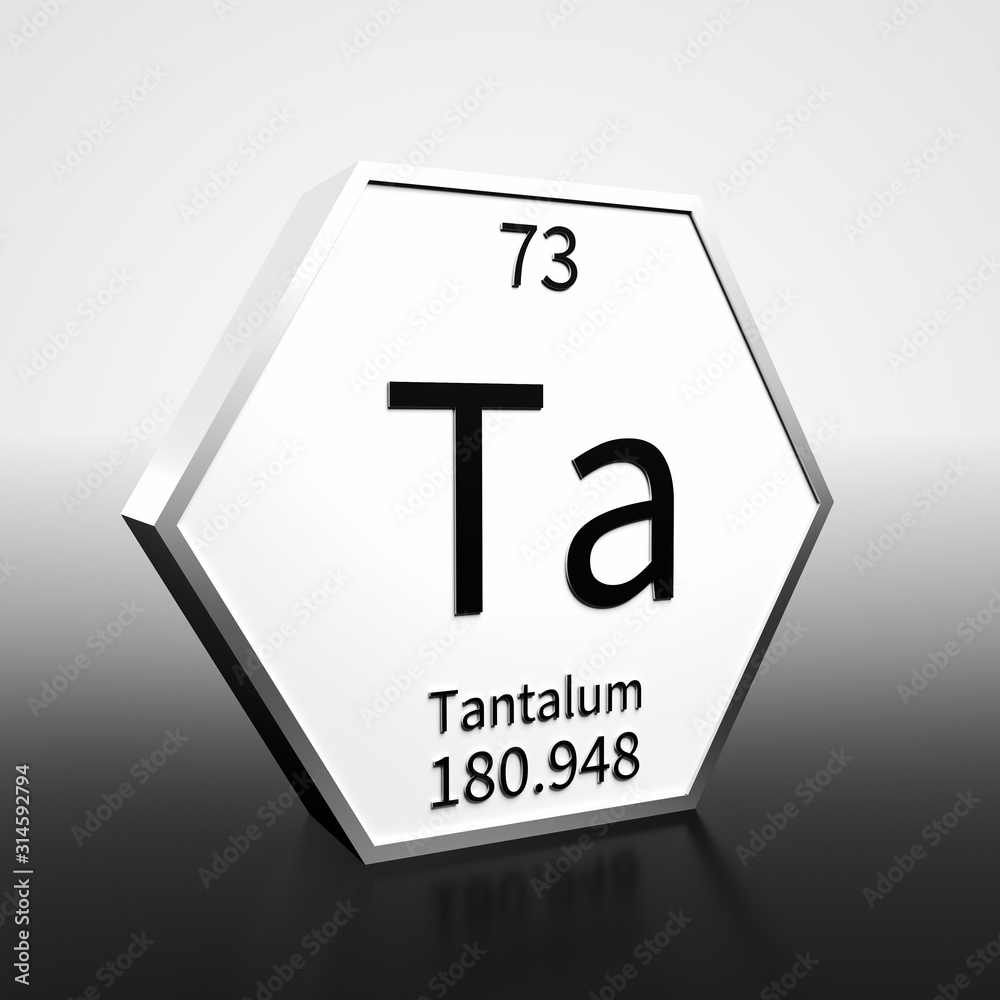 Periodic Table Element Tantalum Rendered Black on White on White and Black Periodic Table Element Tantalum Rendered Black on White on White and Black