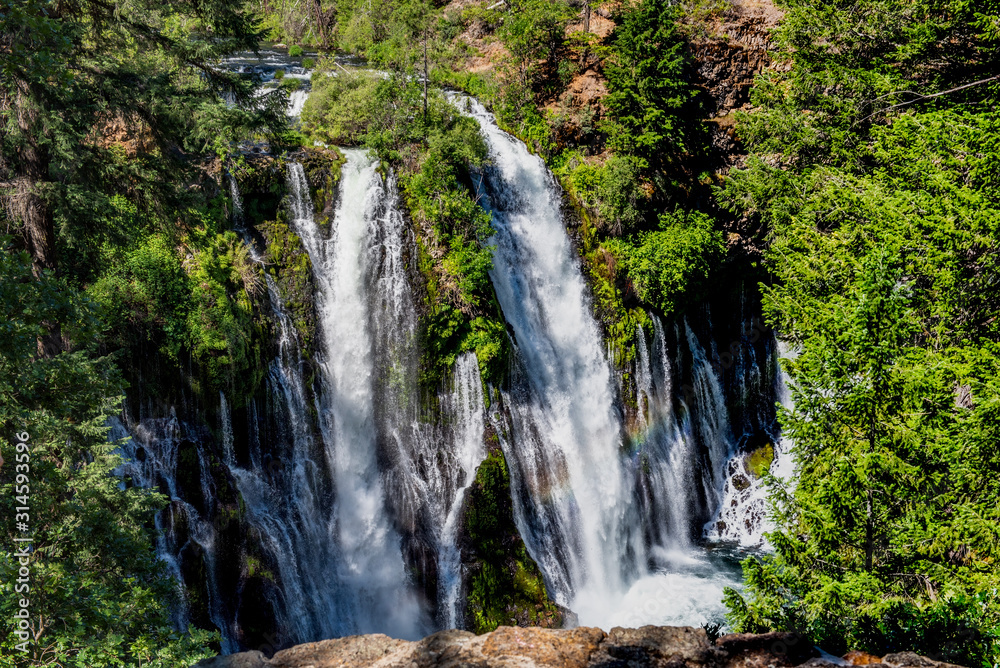 Mcarthur-Burney Falls high angle view, Burney, California, USA Mcarthur-Burney Falls high angle view, Burney, California, USA