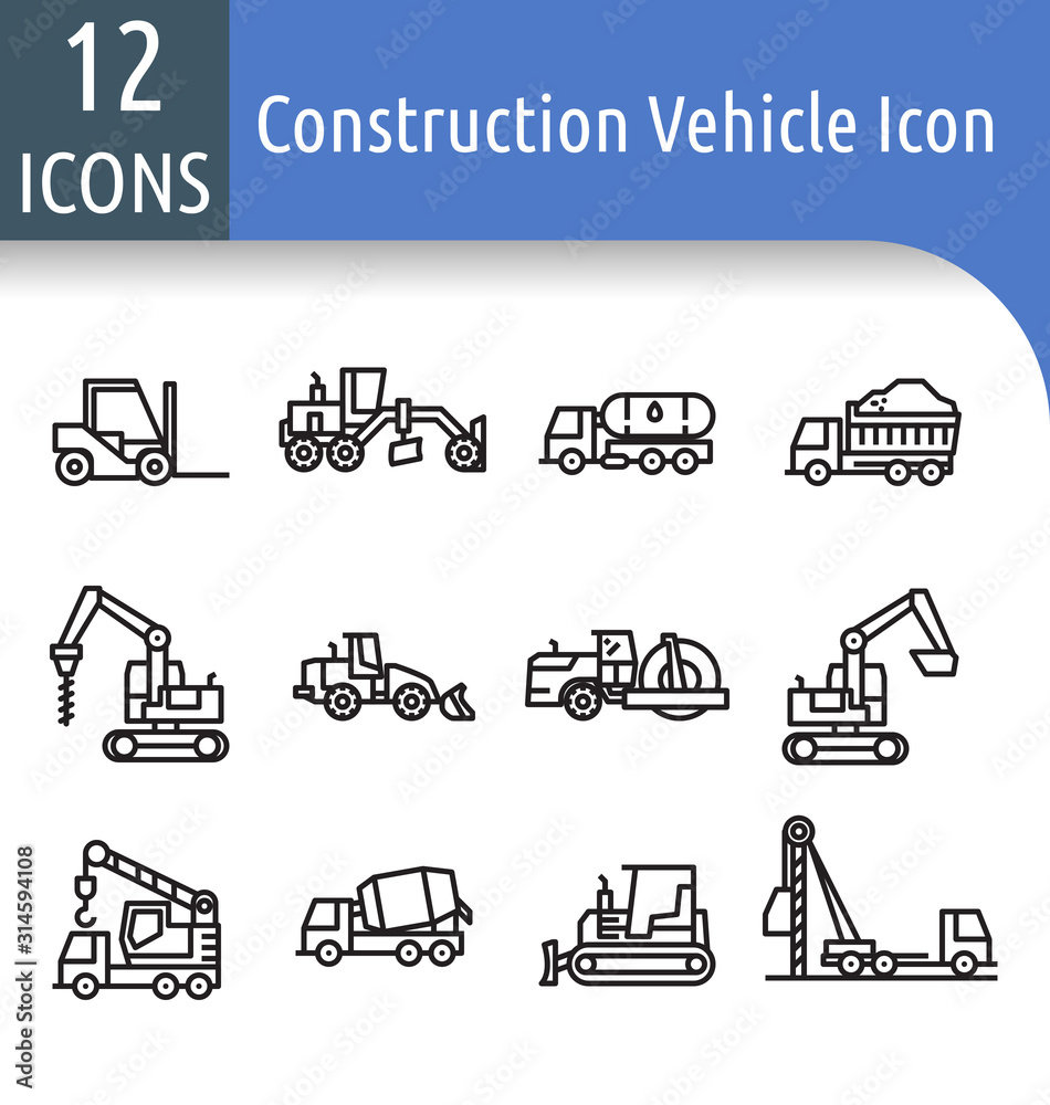 construction vechicle line icon