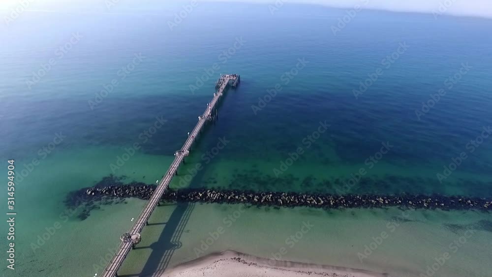Wustrow, Germany Seebrücke by drone. On a sunny day. Wustrow, Germany Seebrücke by drone. On a sunny day.