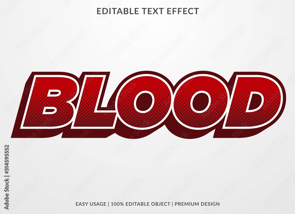 blood text effect template with 3d type style and bold text concept use for brand label and logotype 