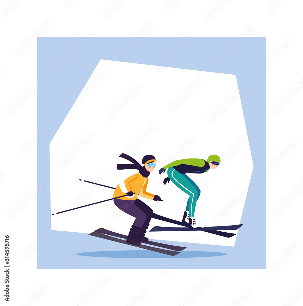 men practicing sports extreme of winter