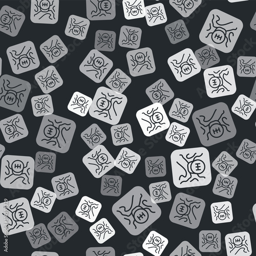 Grey Gear shifter icon isolated seamless pattern on black background. Transmission icon. Vector Illustration