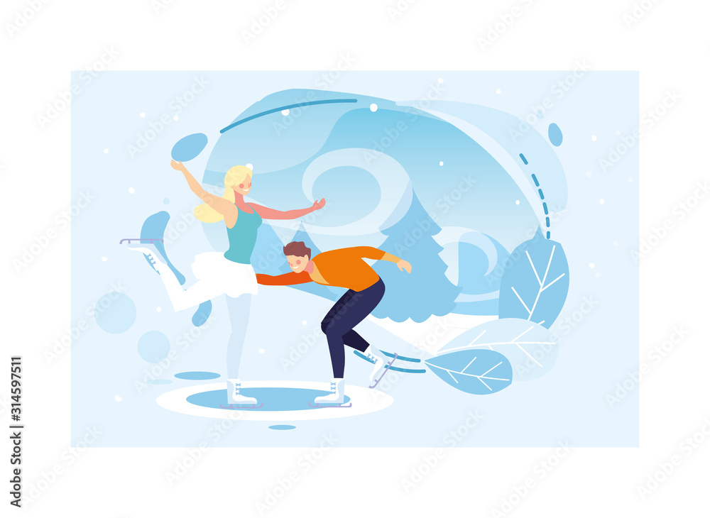 couple of people practicing figure skating , ice sport