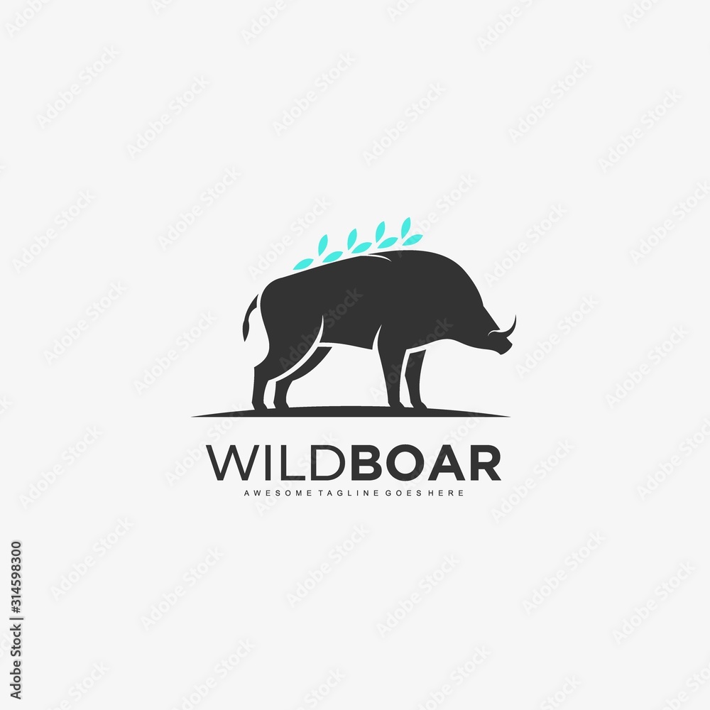 Obraz premium Wild Boar Illustration Vector Template