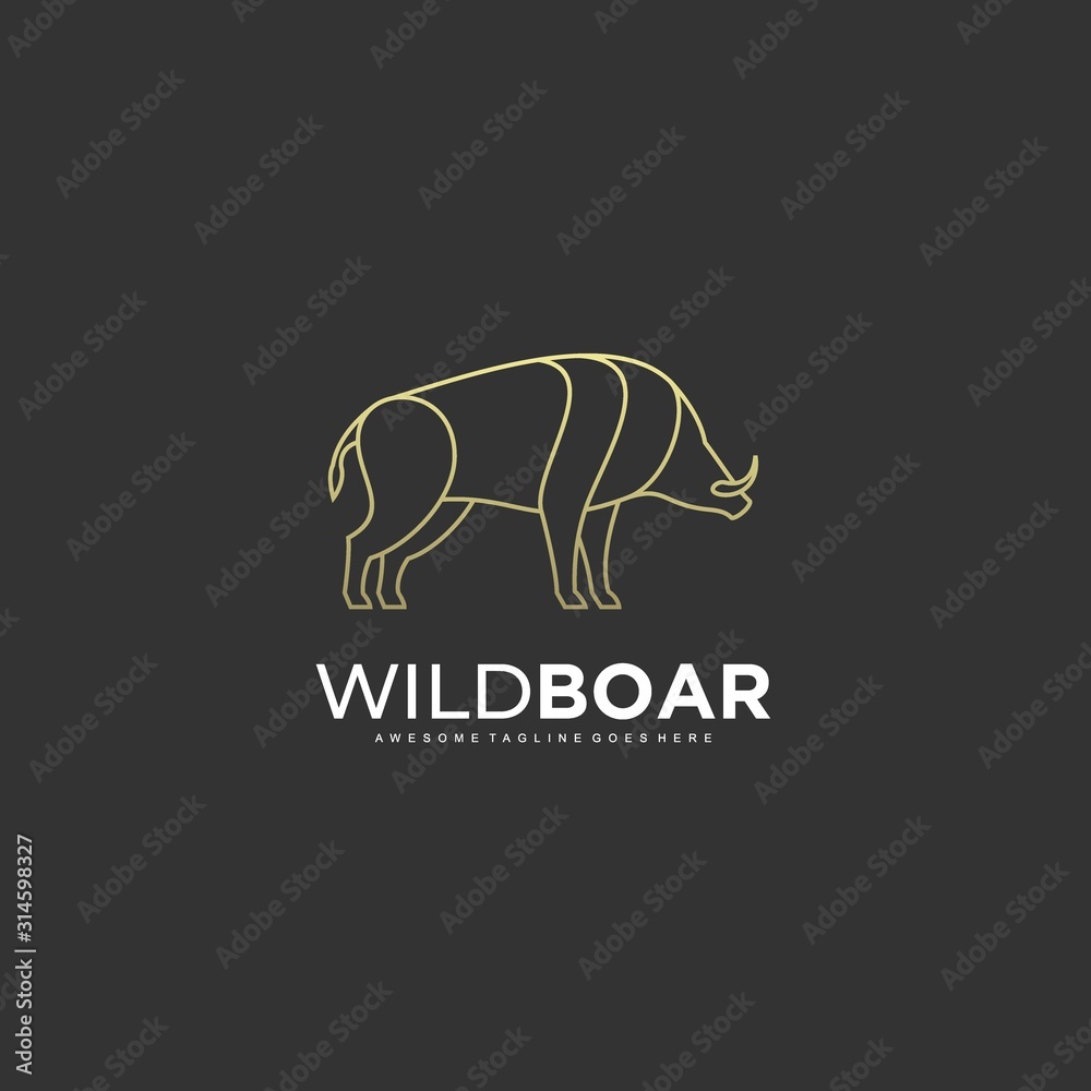 Obraz premium Wild Boar Illustration Vector Template