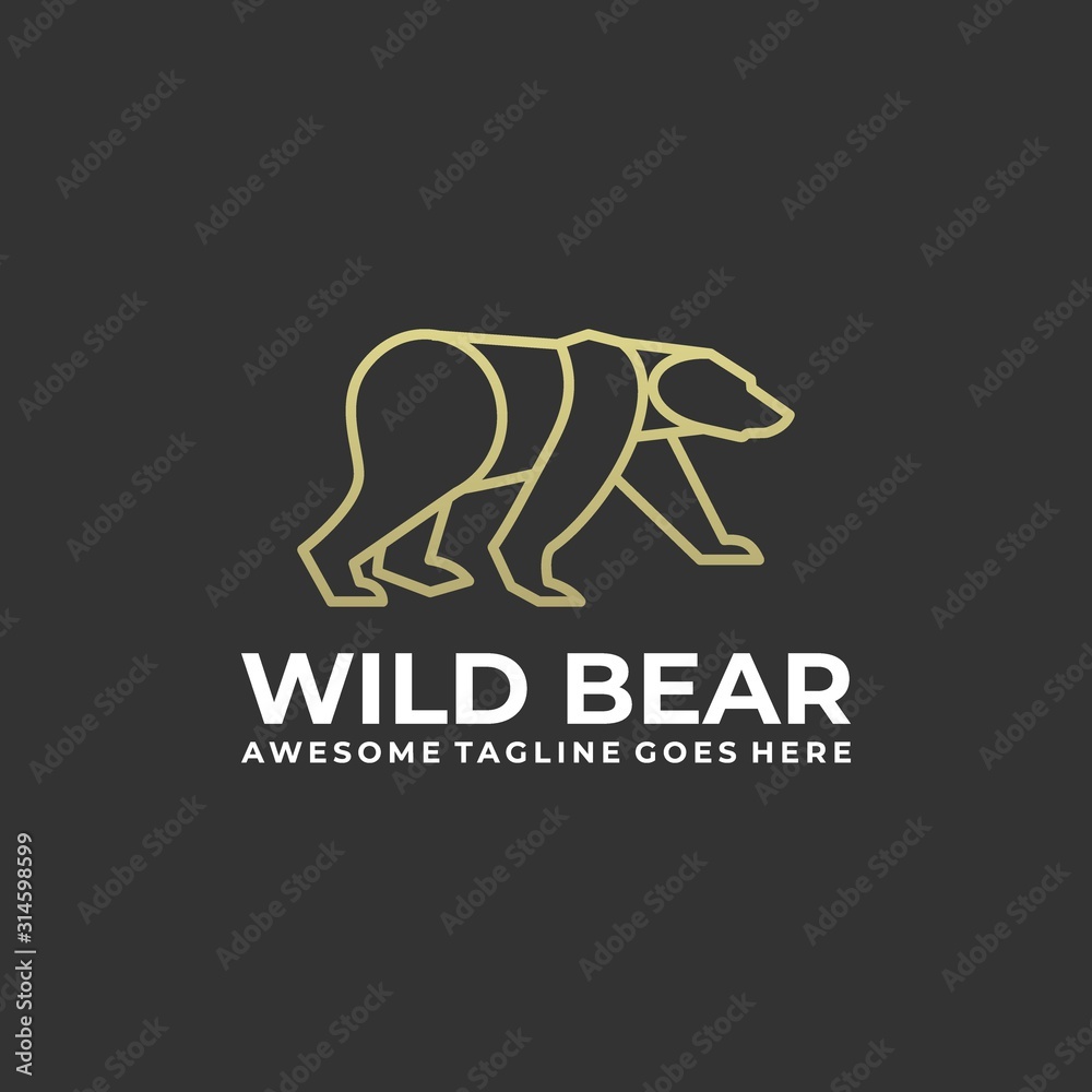 Wild Bear Illustration Vector Template.