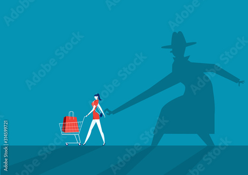 shadow man pickpocket steal wallet from the purse vector