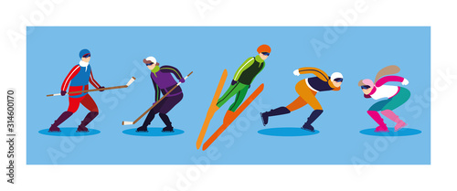 set of people practicing extreme winter sport