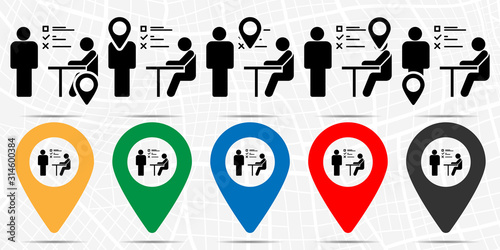 Interview, job icon in location set. Simple glyph, flat illustration element of business theme icons