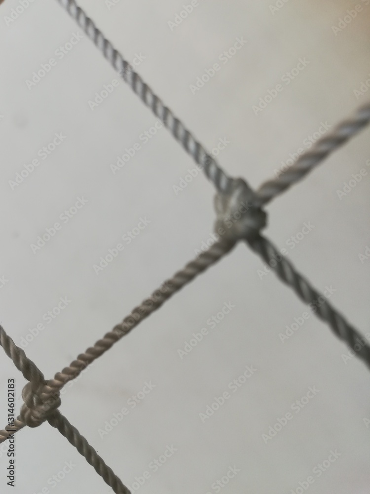 fragment of cells of a rope grid with knots 