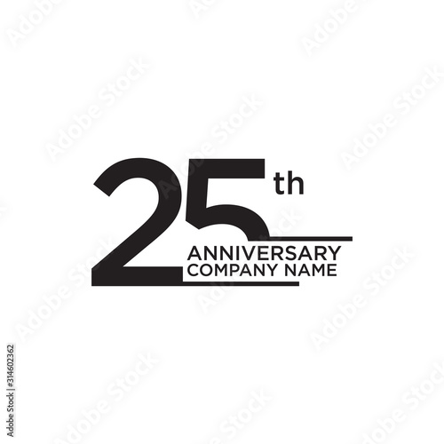 25th year anniversary icon logo design template