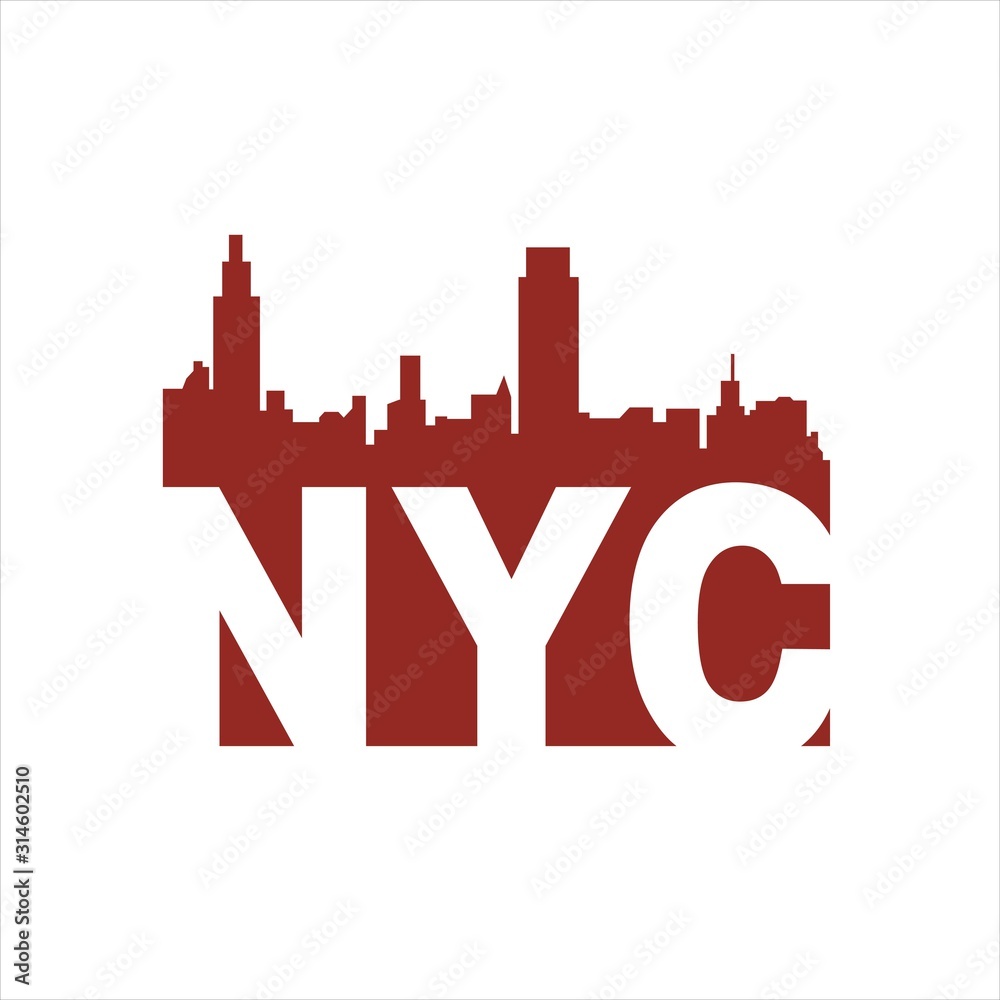 New York City abbreviation NYC lettering a modern city symbol liberty statue graphic element