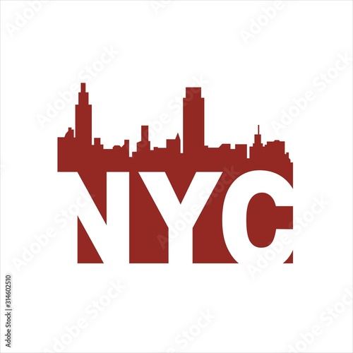 New York City abbreviation NYC lettering a modern city symbol liberty statue graphic element