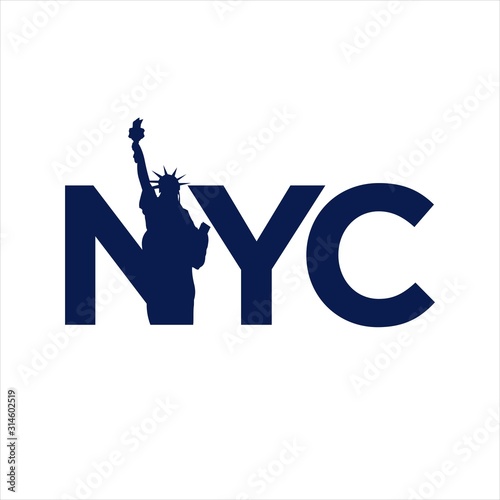New York City abbreviation NYC lettering a modern city symbol liberty statue graphic element