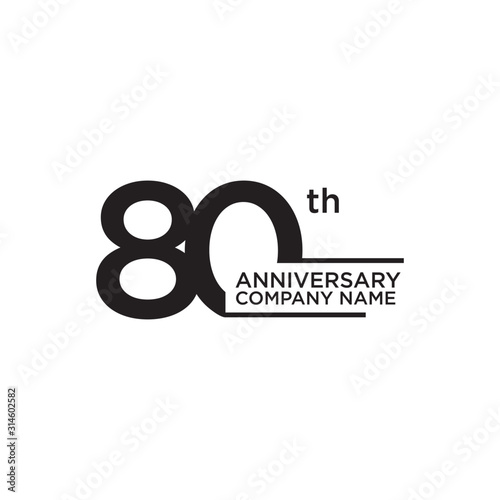80th year anniversary icon logo design template