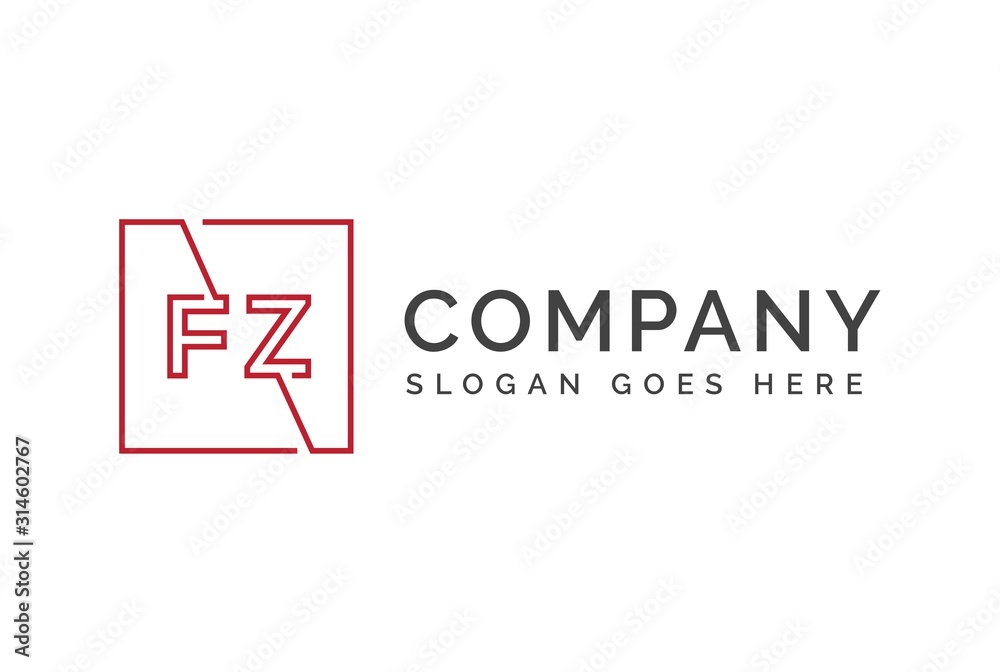 Red square initial letter FZ line logo design vector graphic Red square initial letter FZ line logo design vector graphic