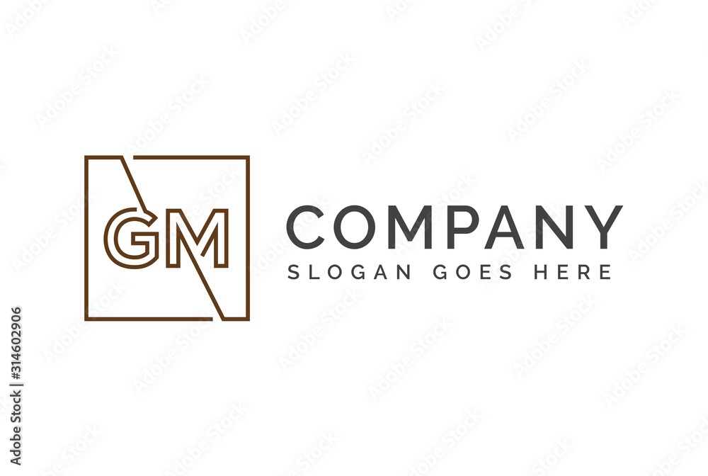 Brown square initial letter GM line logo design vector graphic Brown square initial letter GM line logo design vector graphic