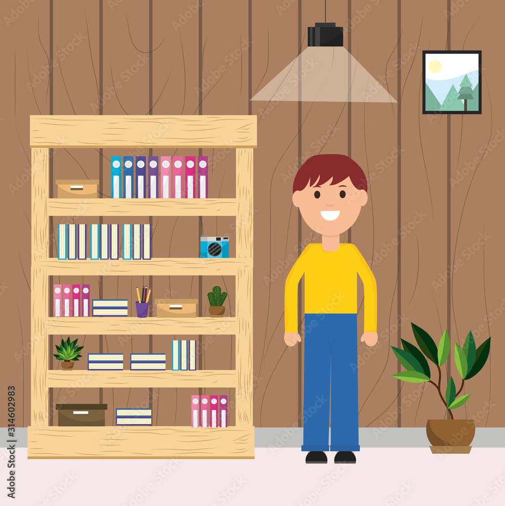 happy man room bookshelf books camera plant and ceiling lamp happy man room bookshelf books camera plant and ceiling lamp