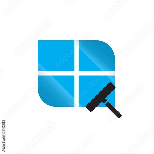 shinning glass window cleaning logo design vector symbol graphic concept