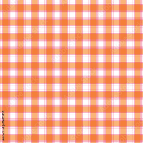 Checkered orange and white check pattern background,vector illustration,Gingham