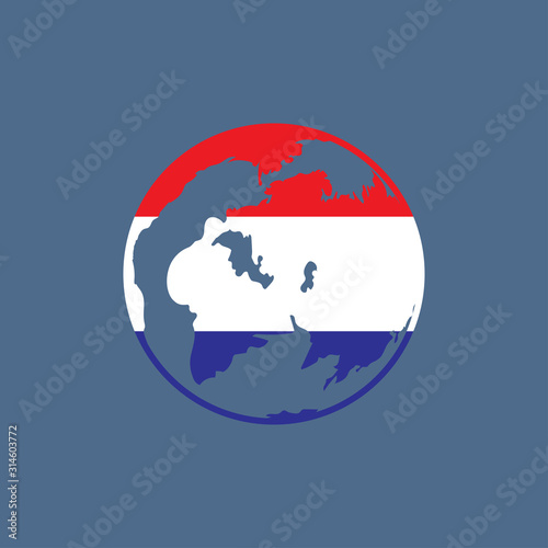 Globe with Nederland flag on blue background,illustration vector