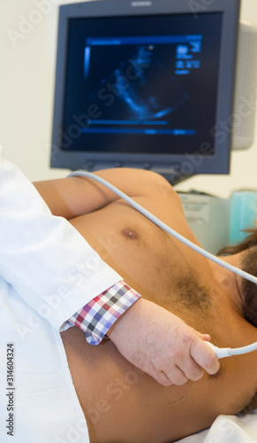 ultrasound examination at the doctor of a man