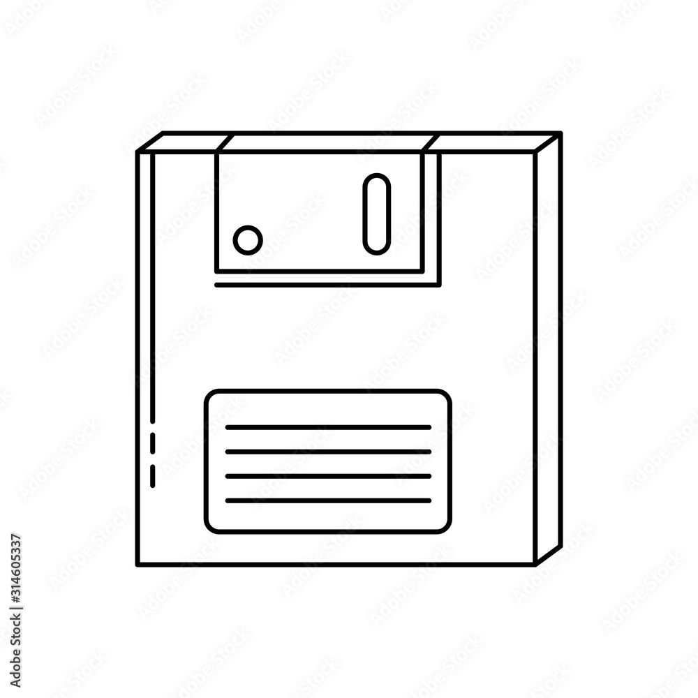 floppy of nineties retro line style icon floppy of nineties retro line style icon