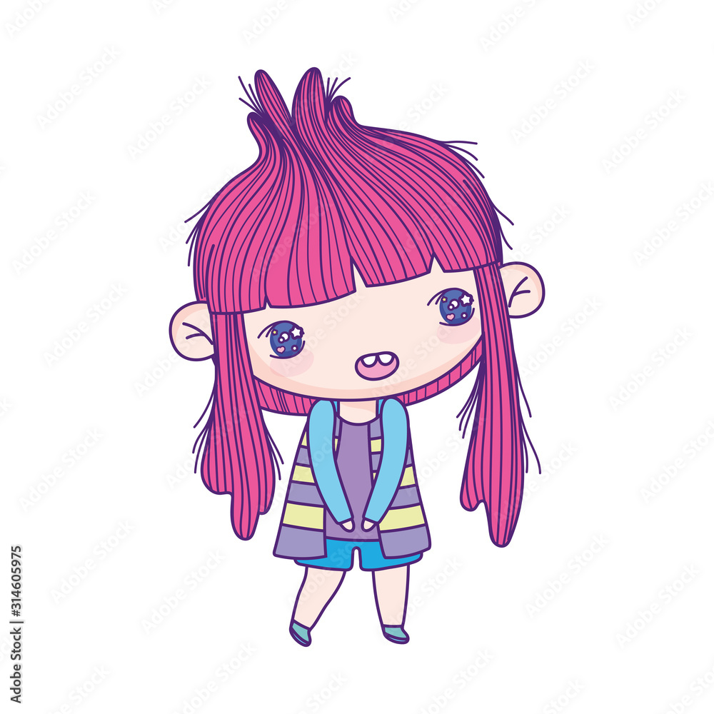 kids, cute little girl anime cartoon character